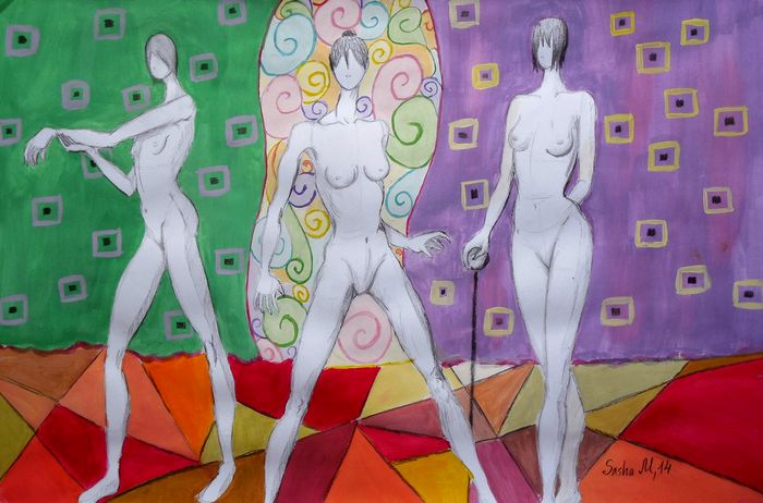 Art Studio PALETTE. Aleksandra Malisheva Picture.  Mixed Media Design Clothes 